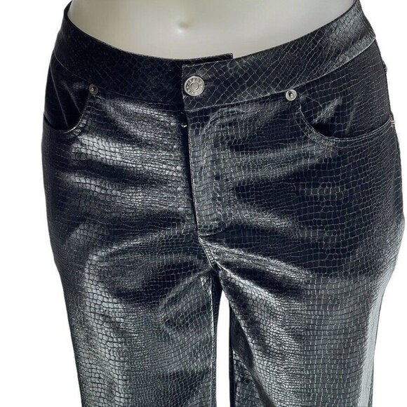 SALT Black Textured Faux Crocodile Pants Straight Leg Mid Rise Womens Size S - Picture 4 of 16